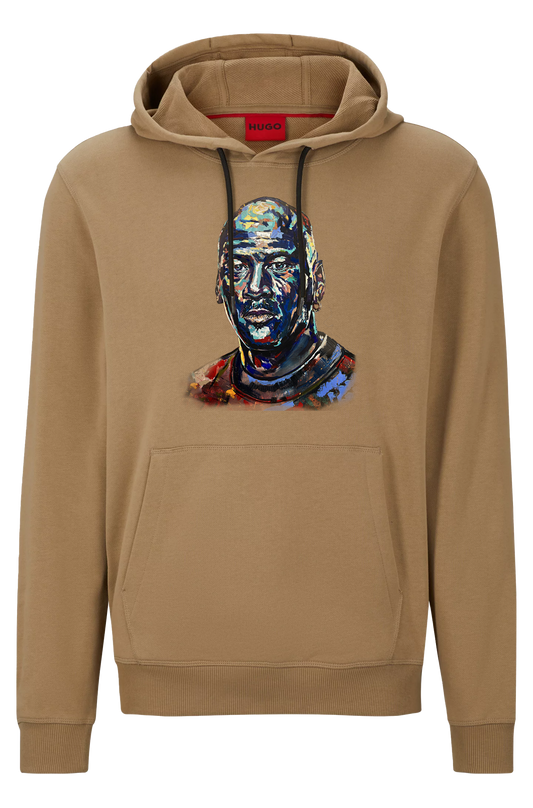 COTTON-TERRY HOODIE WITH JORDAN PORTRAIT BROWN