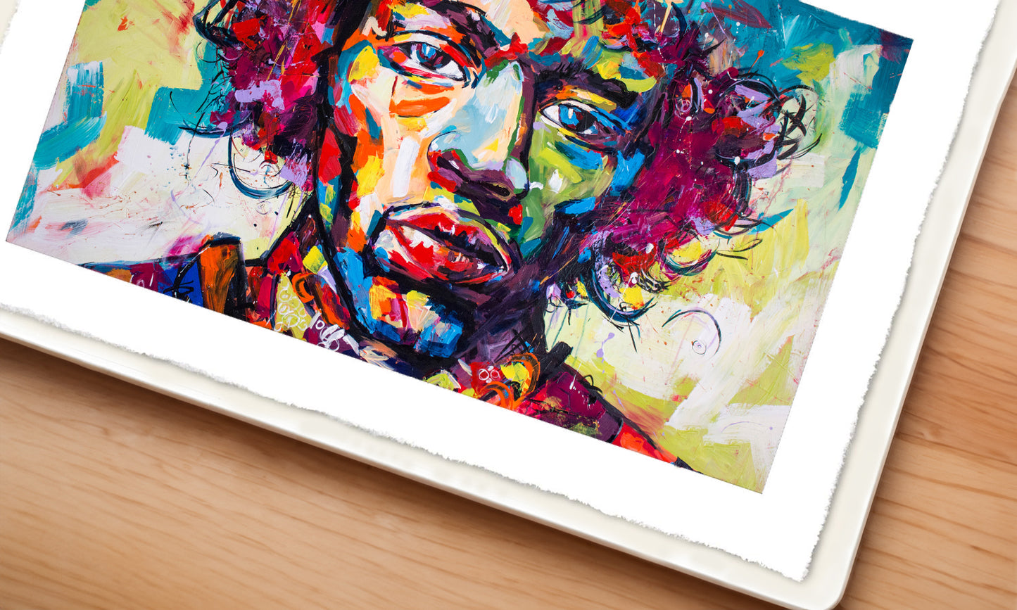 'JIMI' High Resolution Print on 310 gsm Ilford Galerie Textured Cotton Rag