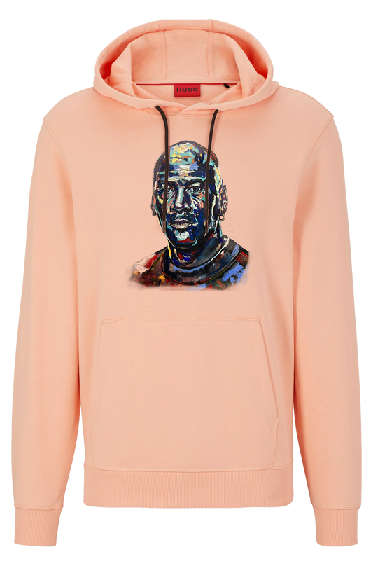 COTTON-TERRY HOODIE WITH JORDAN PORTRAIT SALMON