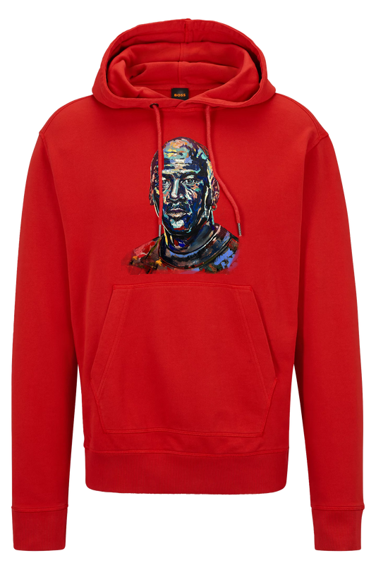 COTTON-TERRY HOODIE WITH JORDAN PORTRAIT RED