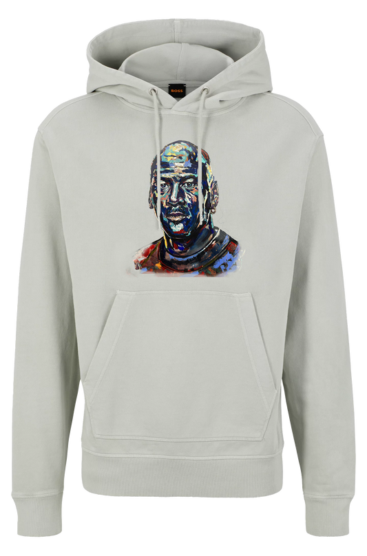 COTTON-TERRY HOODIE WITH JORDAN PORTRAIT GREY